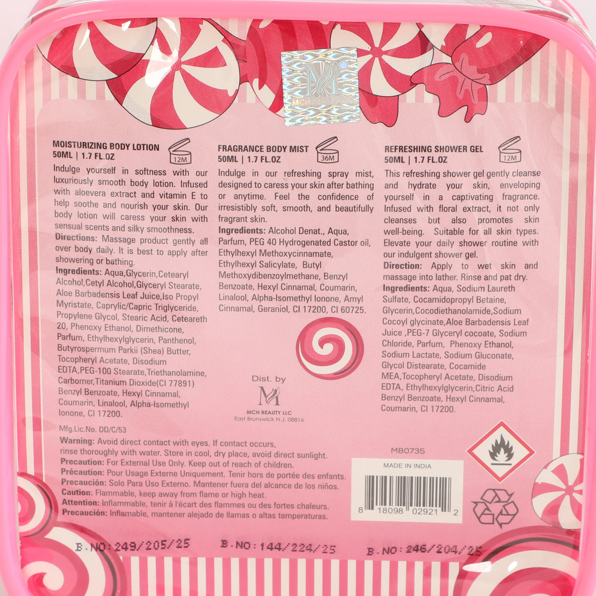 Pink Candy Refreshing Shower Gel, Fragrance Body Mist, Moisturizing Body Lotion For Women - 50ML/1.7FL.OZ