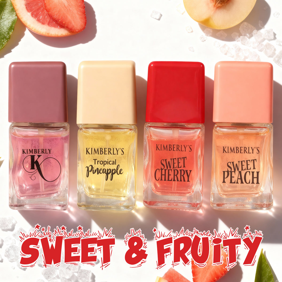 Kimberly Discovery Tropical Pineapple, Sweet Cherry, Sweet Peach, K Spray Perfume Eau De Parfum For Women - 15ML/0.5FL.OZ./3 GIFT SET