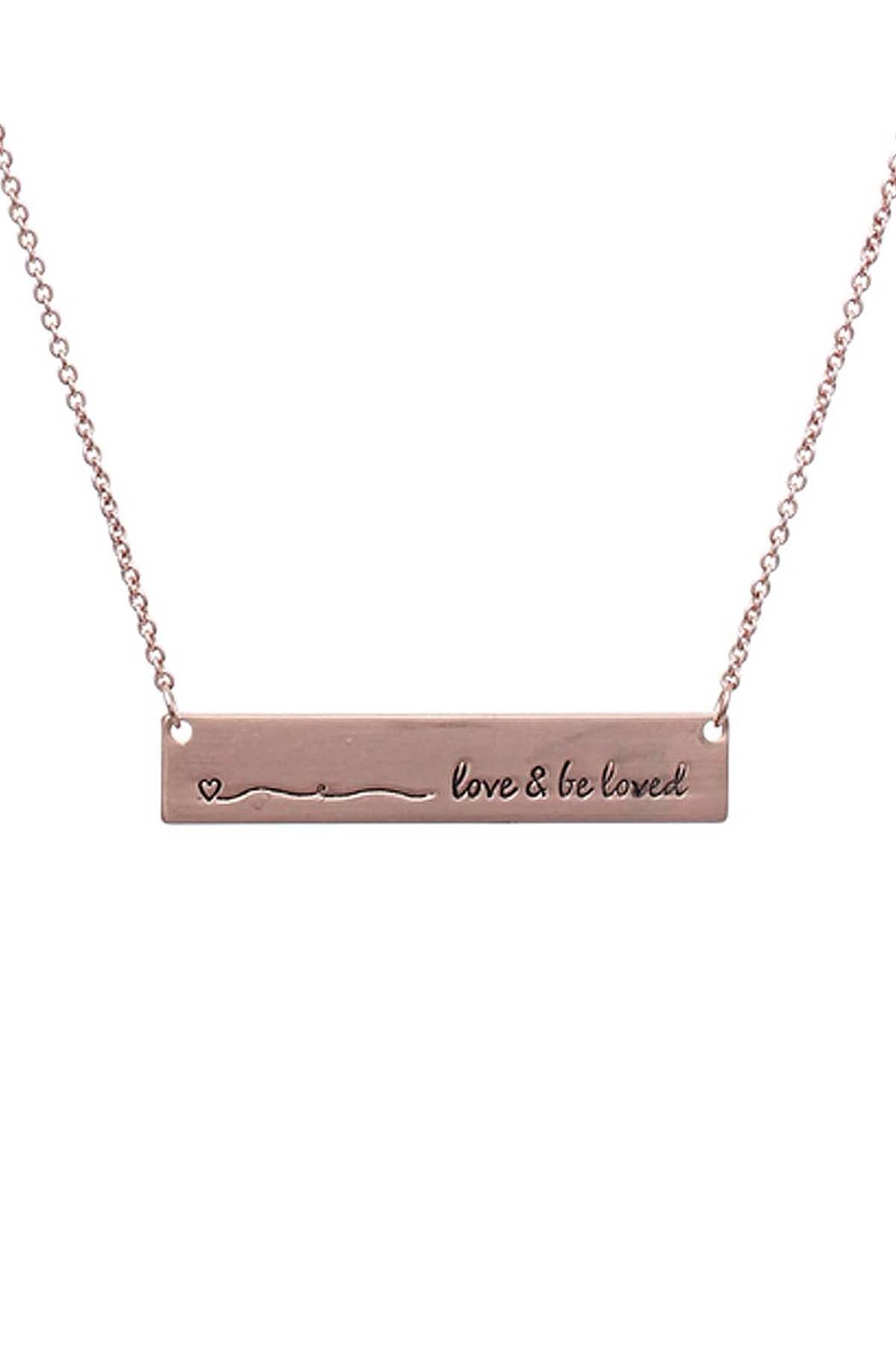 Rosegold Bar Love And Be Loves Necklace