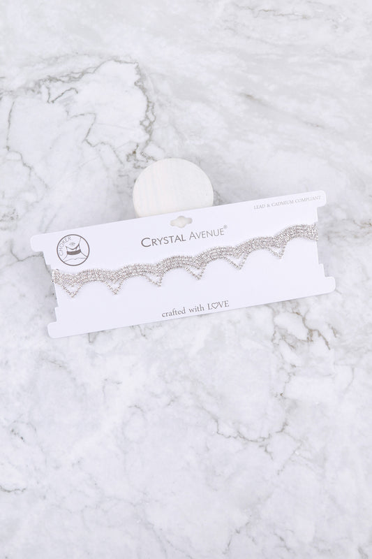Rhinestone Wave Choker Necklace