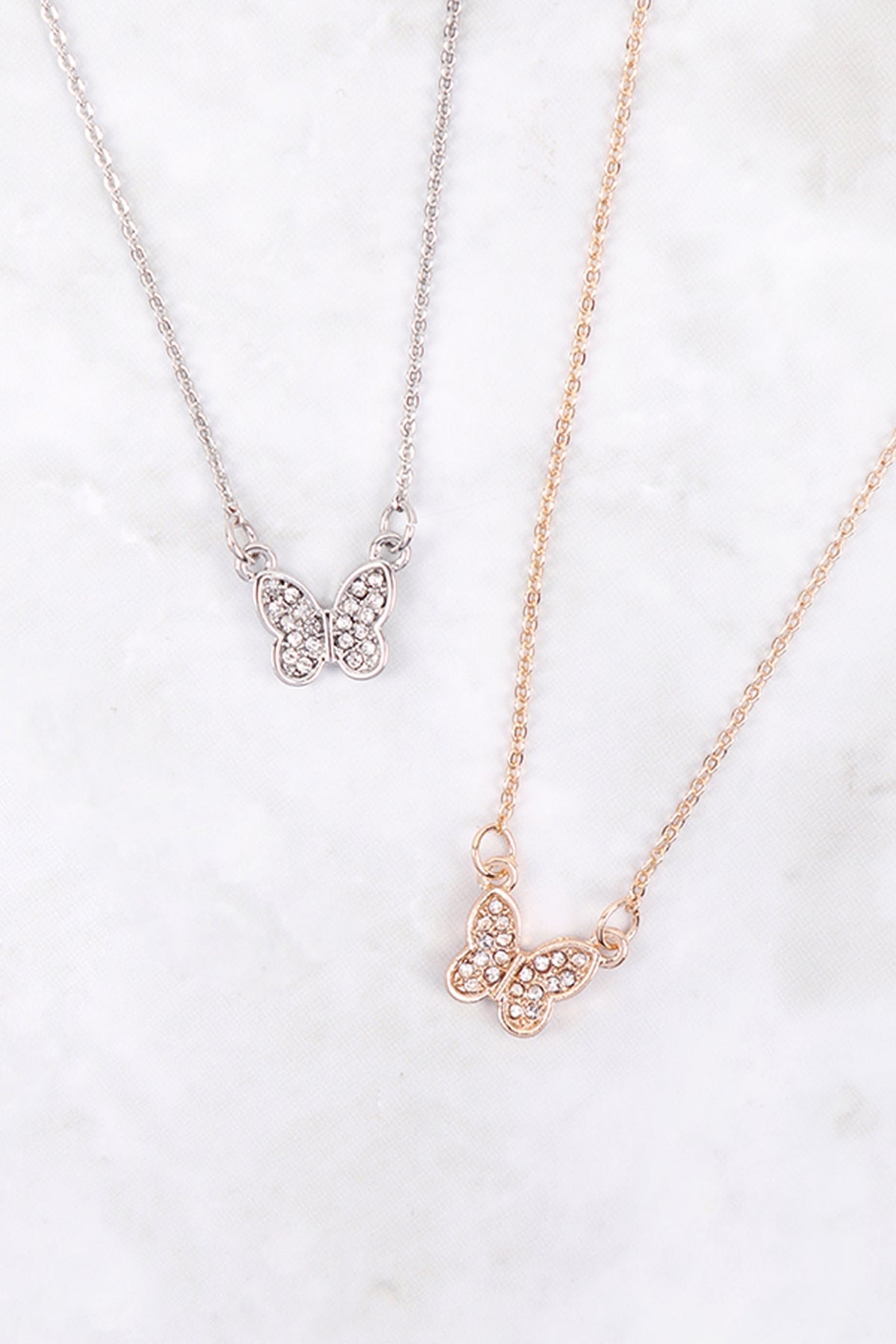 Small Butterfly Pave Cubic Pendant Necklace