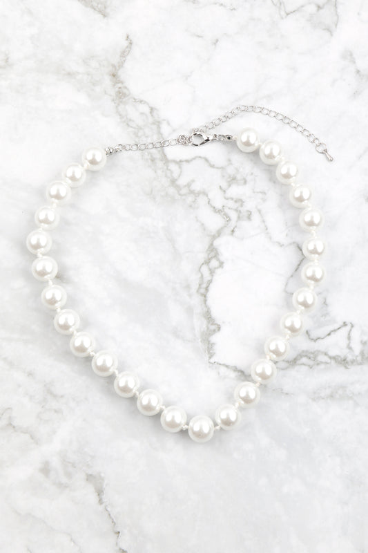 12Mm Pealrk Knotting 15In Nekclace And Earring Set