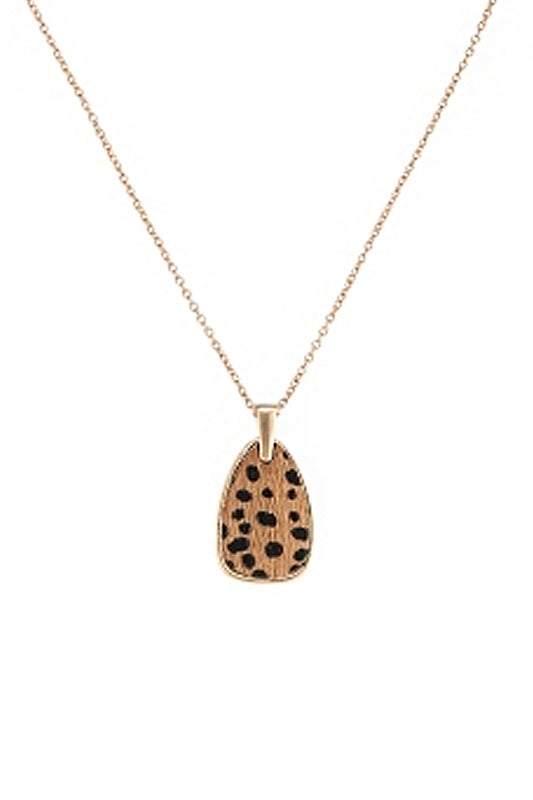 Animal Print Teardrop Pendant Necklace