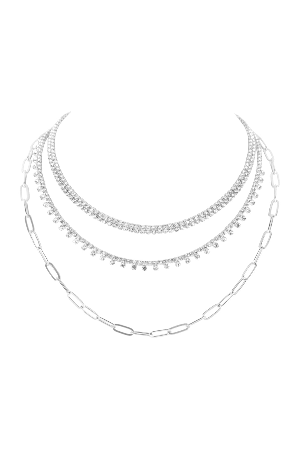 Rhinestone Shoker Chain Multi Necklace