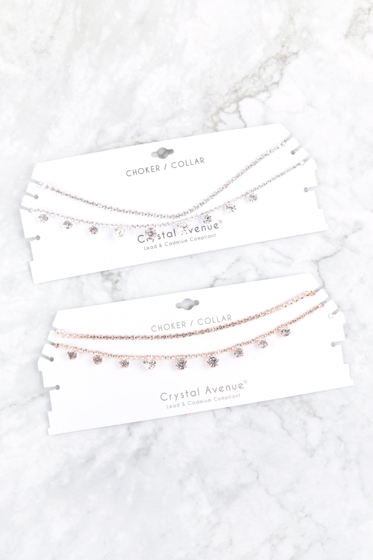 Rhinestone Layered Dainty Choker Collar Necklace