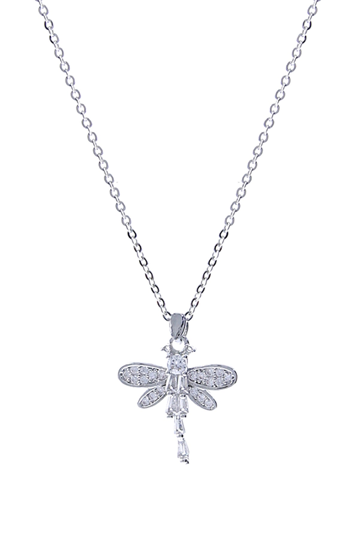 Cubic Zirconia Dragonfly Pendant Necklace