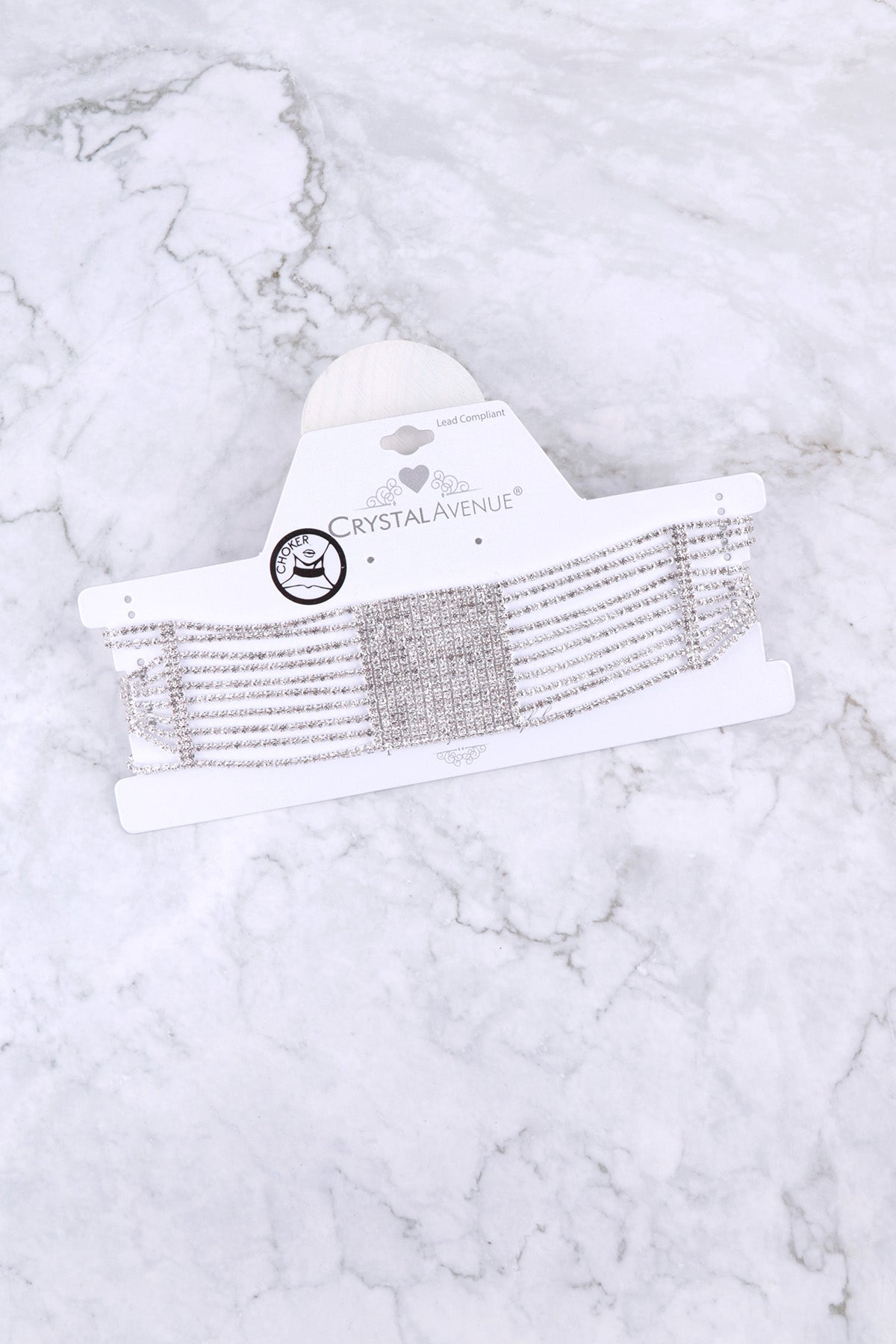 Square Center Rhinestone Choker Necklace