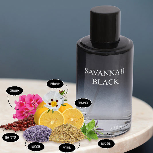 Savannah Black Spray Cologne Eau De Toilette For Men - 100ML/3.3 FL.OZ.