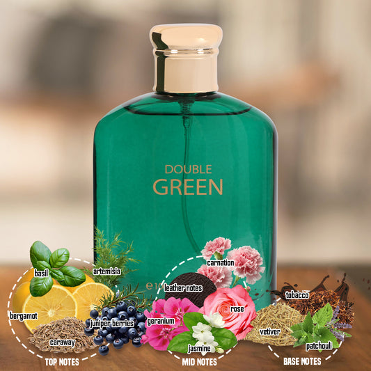 Double Green Spray Cologne Eau De Toilette For Men - 100ML/3.3 FL.OZ.