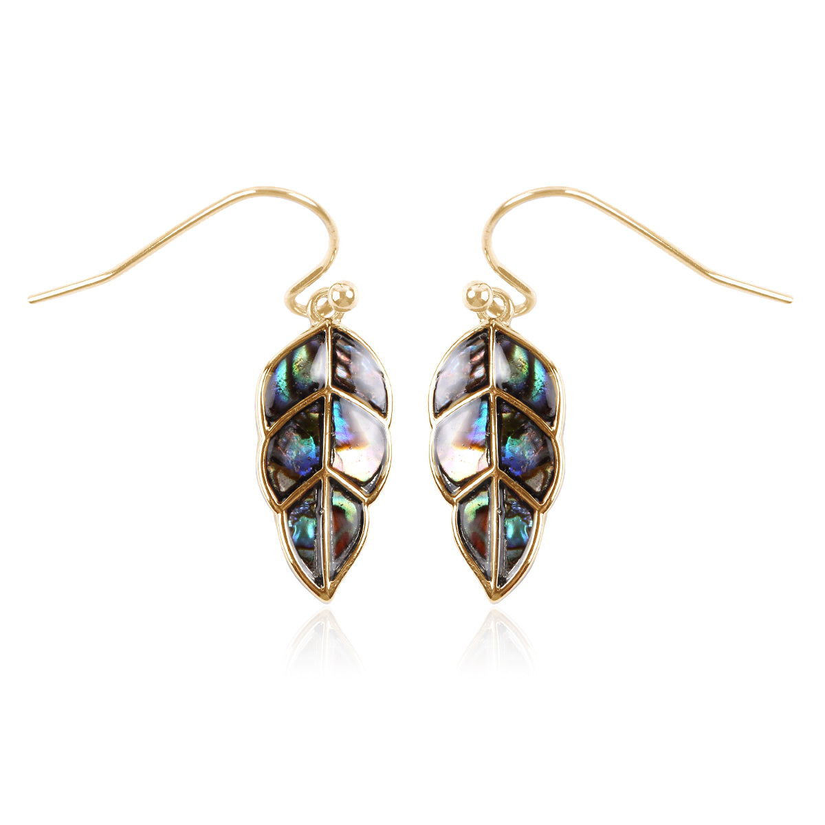 Abalone Leaf Earrings Gold