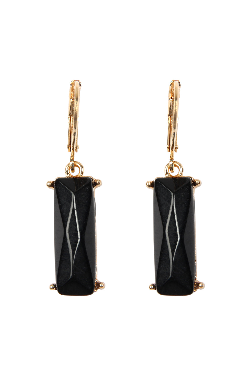 Natural Stone Rectangle Euro Earrings Black