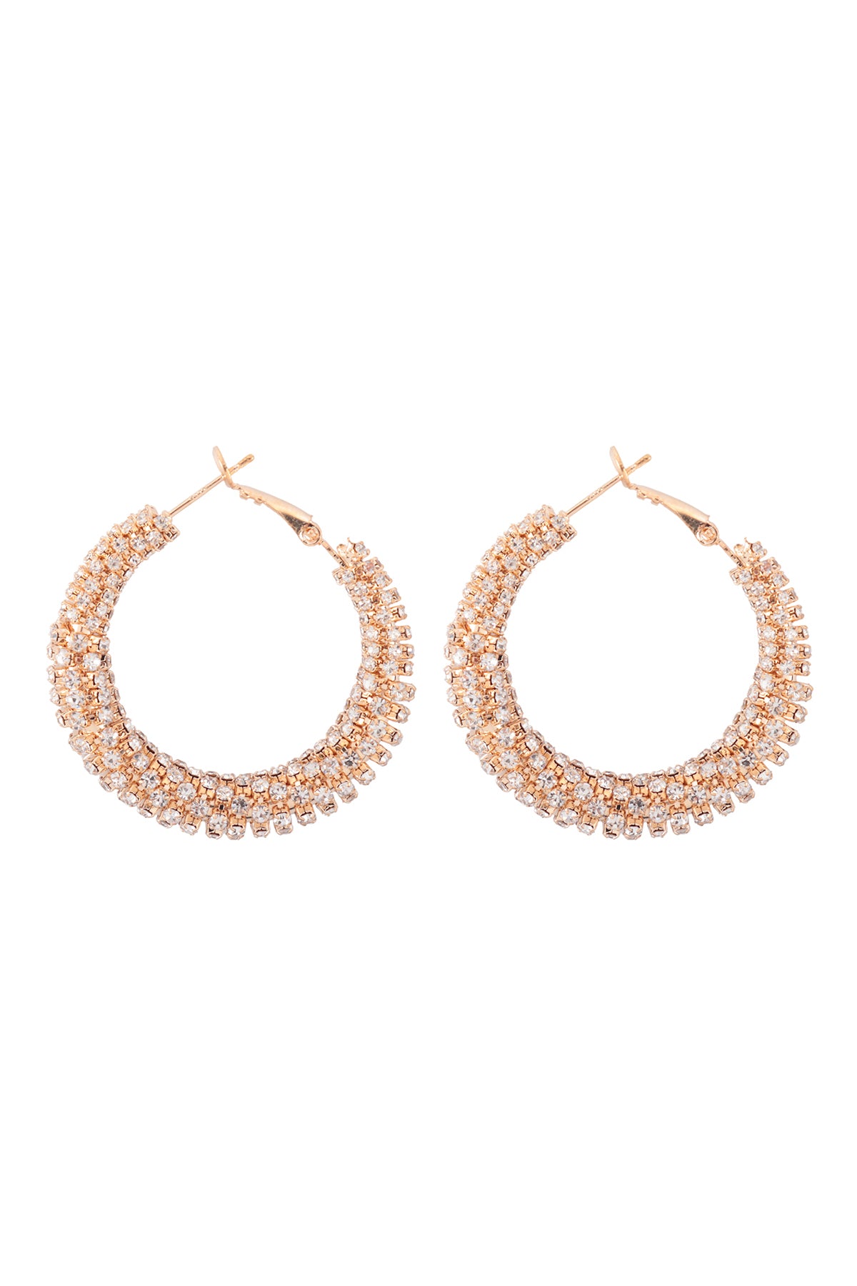 Crystal Wrapped Rhinestone Hoop Earrings Gold