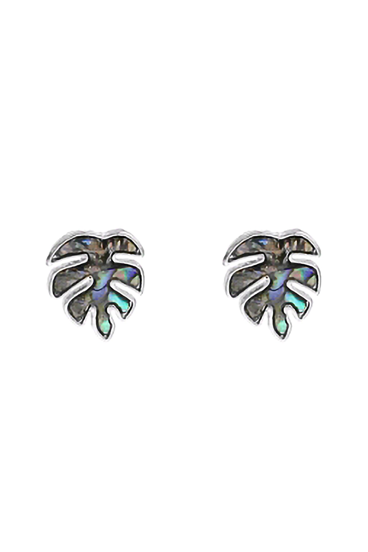 Leaf Abalone Post Earrings Gold