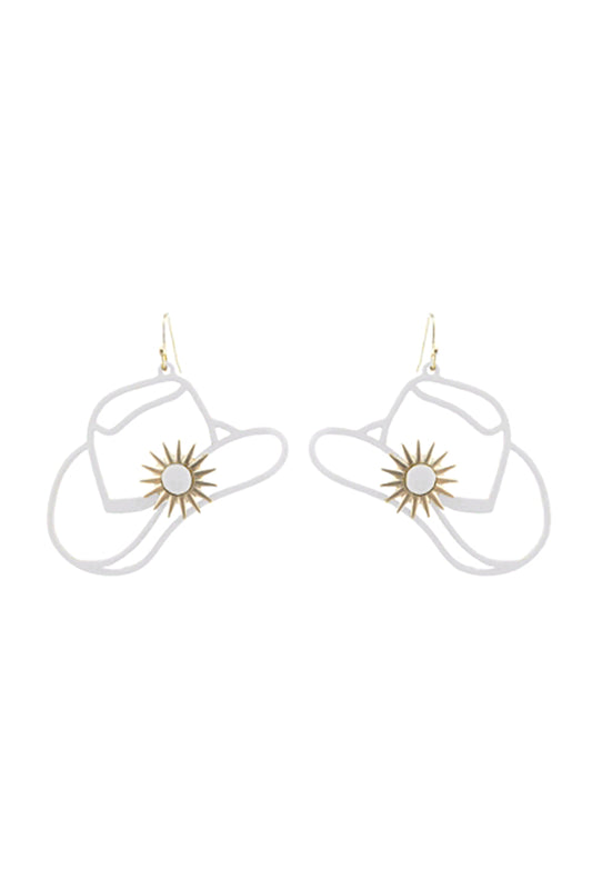 Western Cowboy Hat Filigree Drop Earrings