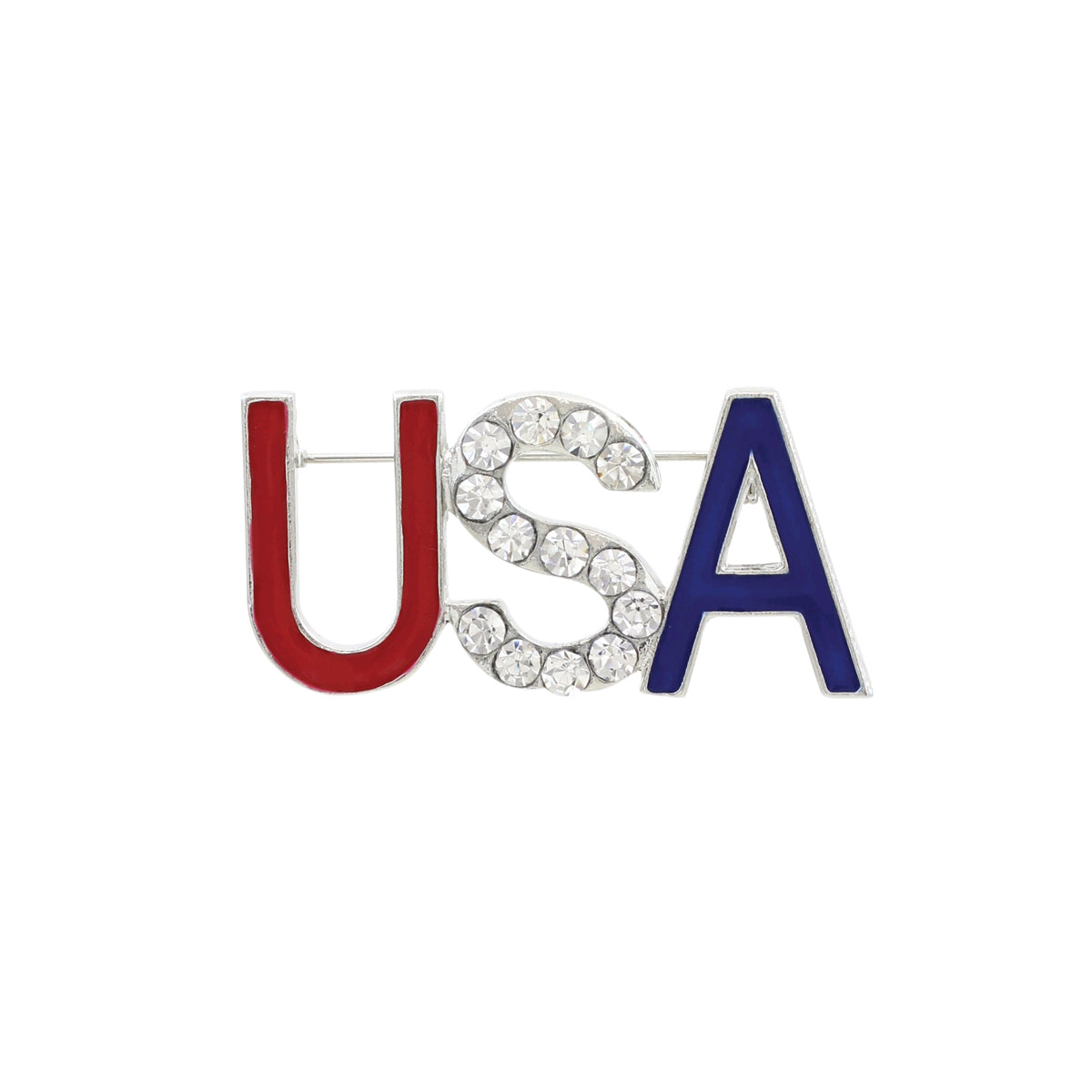 Rhinestone USA Letter Brooch
