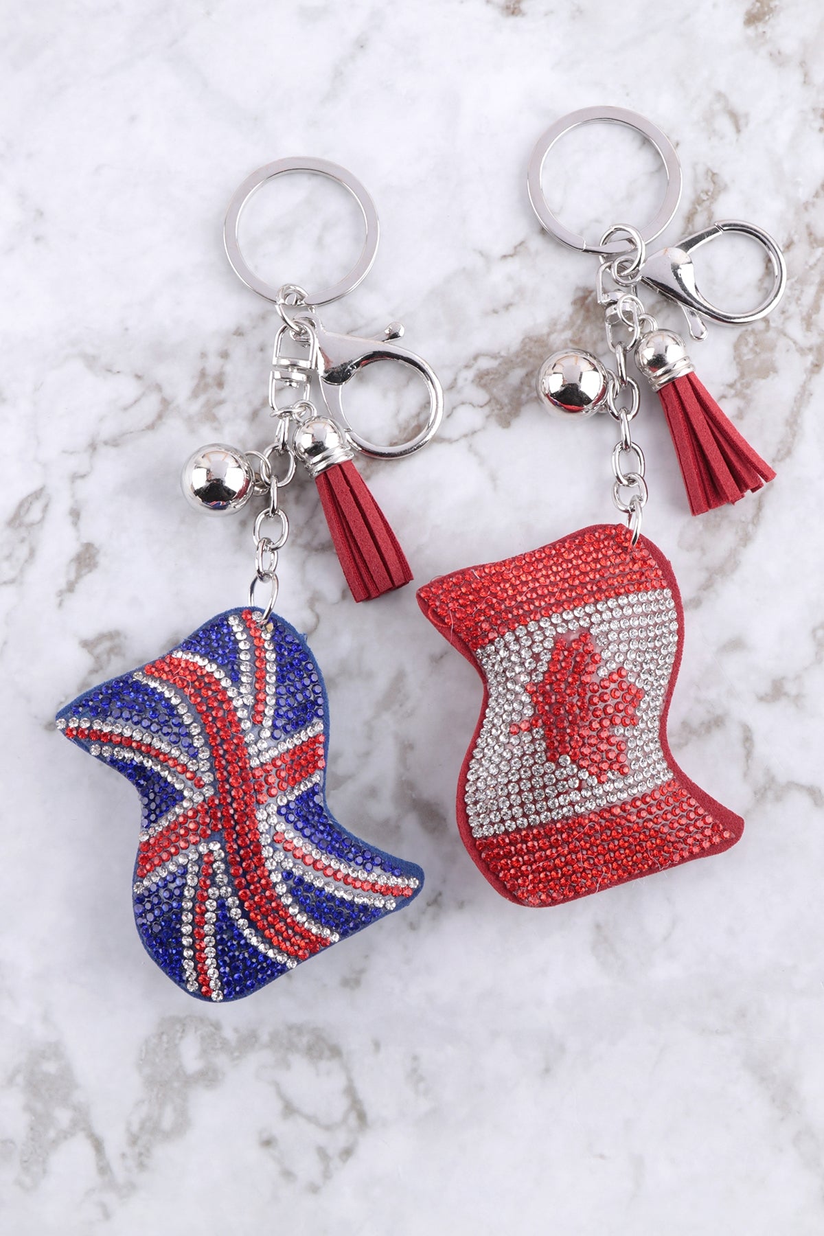 Canada Flag Suede Rhinestone Keychain