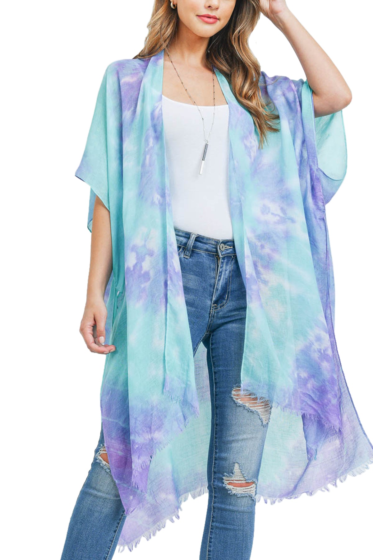 Tie Dye Open Front Kimono