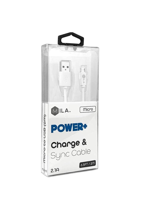 Mila/Micro V9 Power Plus Charger And Sync Cable White4ft/1.2m Retail Packaging