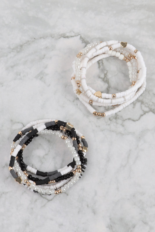 Heishi Beads Stackable Multi Layered Bracelet Set