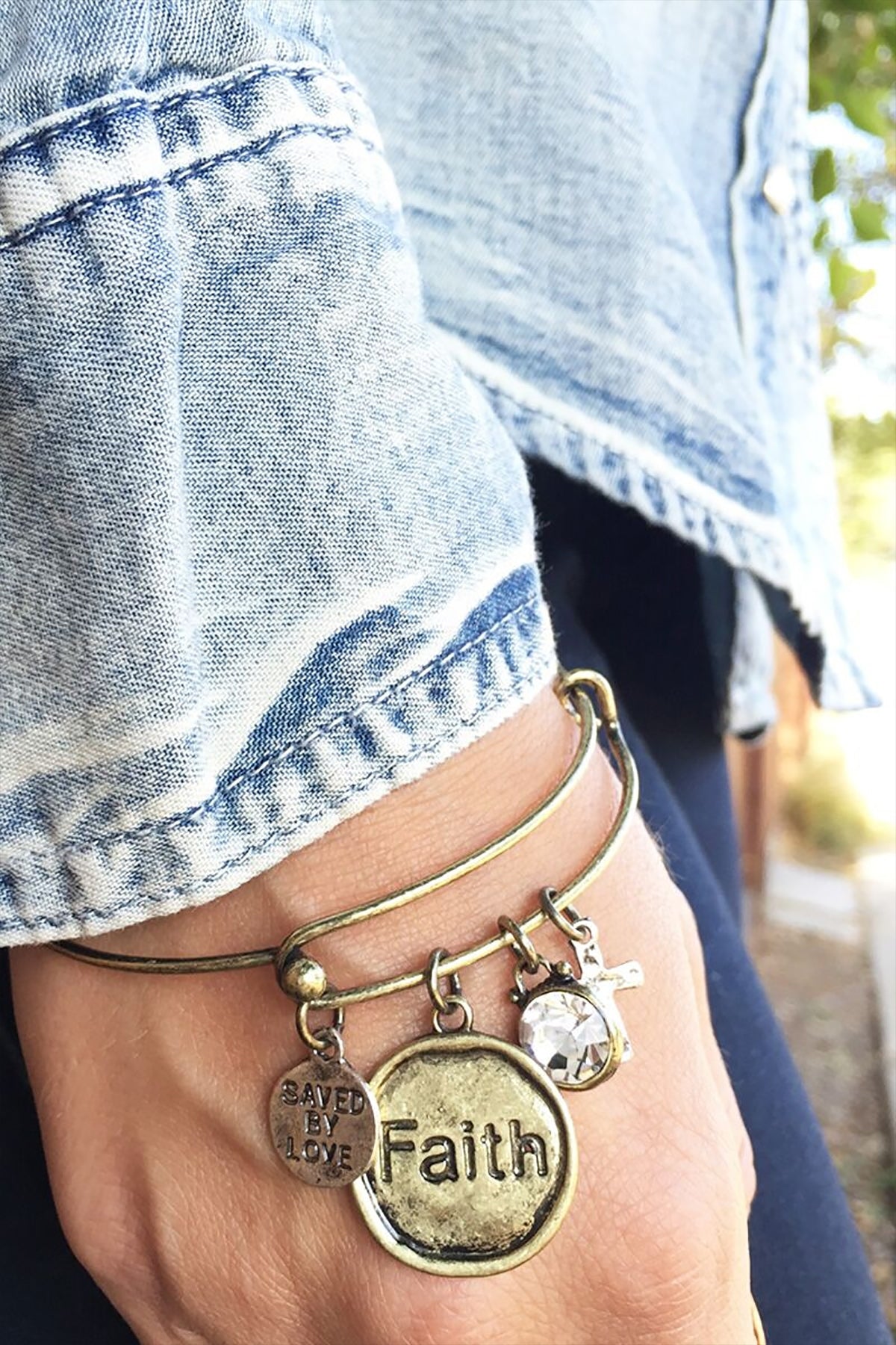 Faith Charm Bangle Bracelet