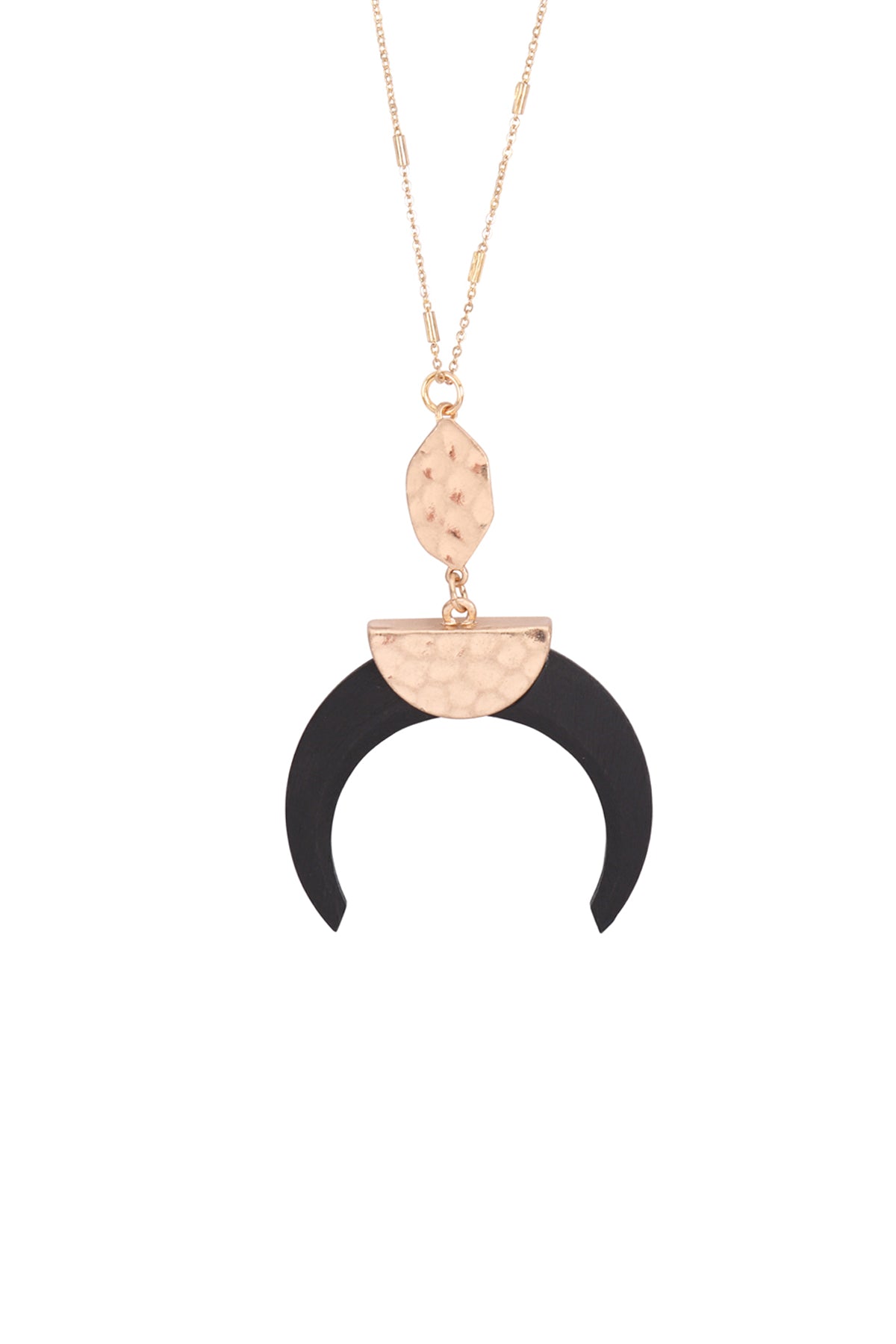 Metal With Wood Horn Necklace