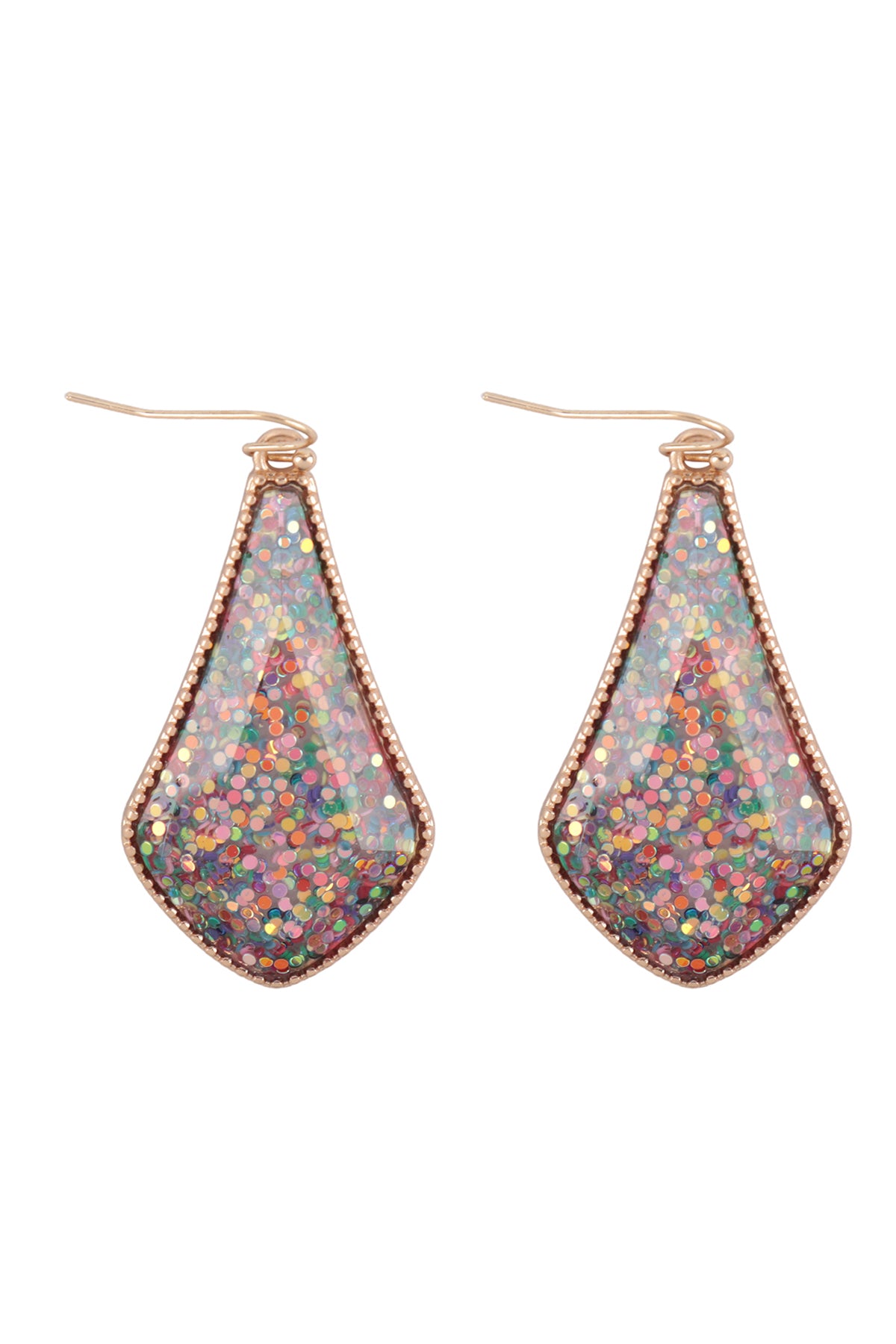 Glitter Kite Shape Epoxy Drop Earrings Light Multicolor