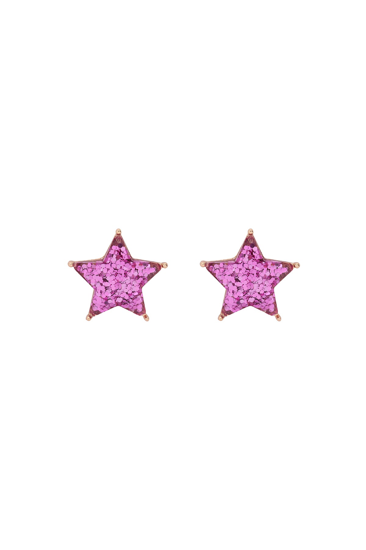 Star Glitter Epoxy Stud Earrings Light Purple