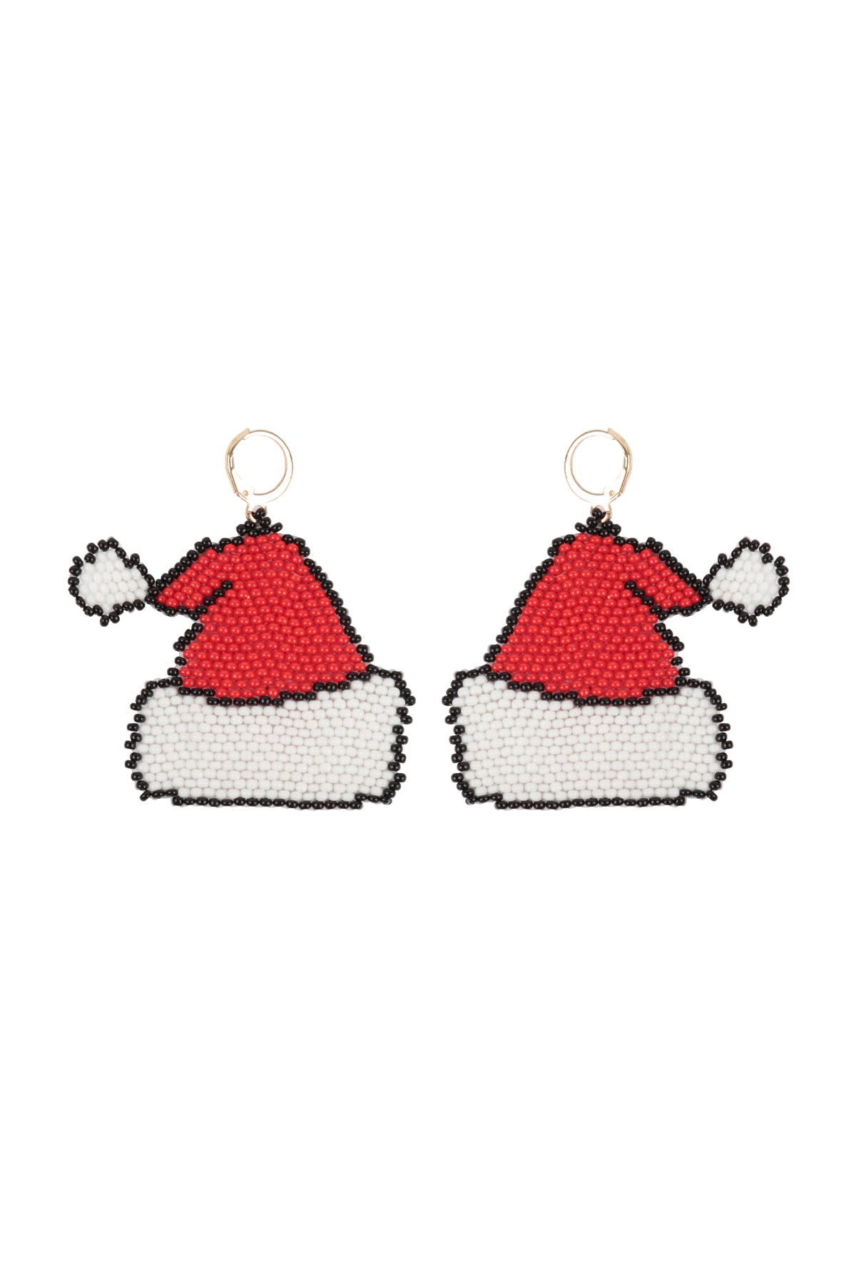 Christmas Santa Hat Seed Bead Dangle Earrings Multicolor