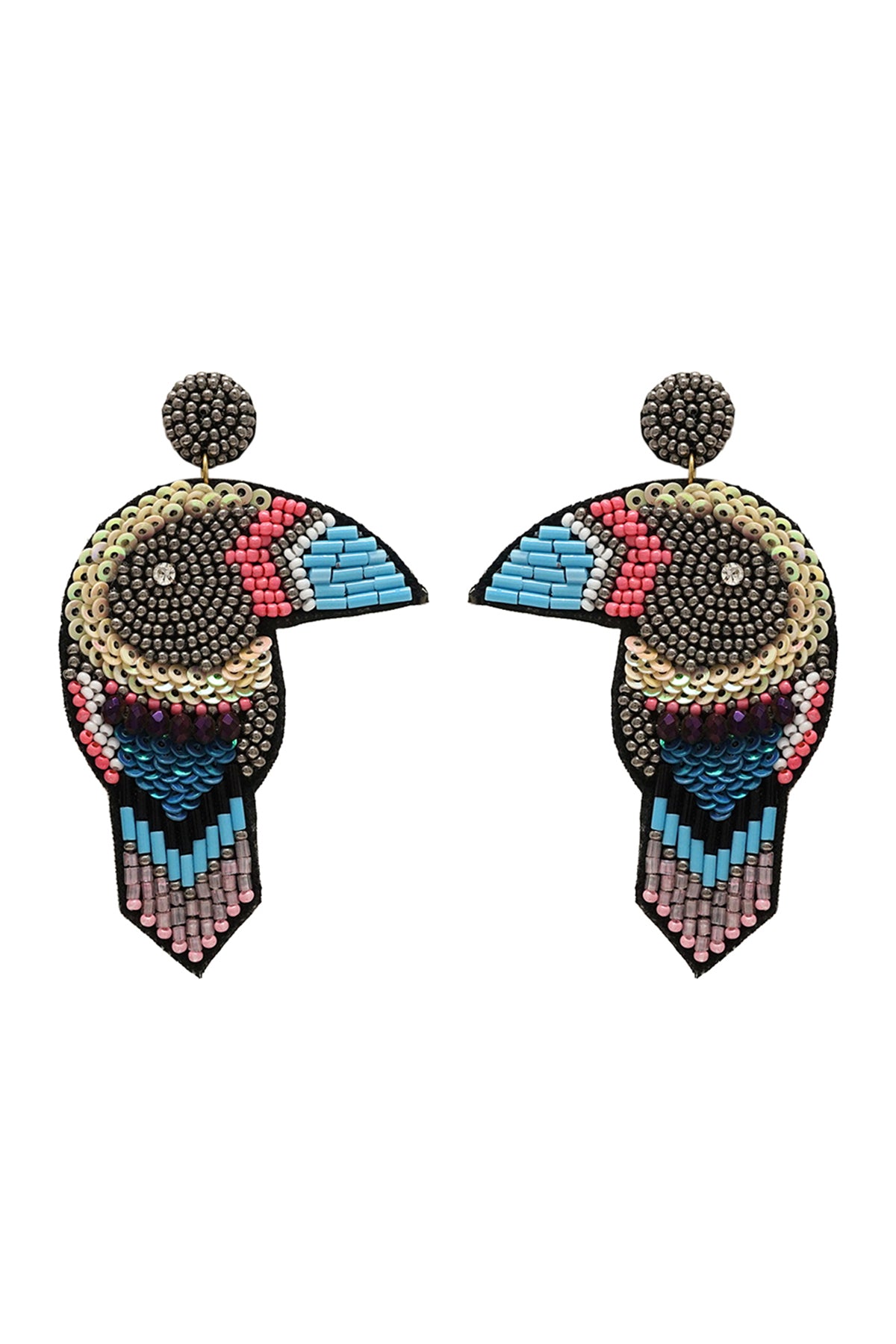 Tropical Toucan Bird Seed Bead Pattern Post Dangle Earrings Mix