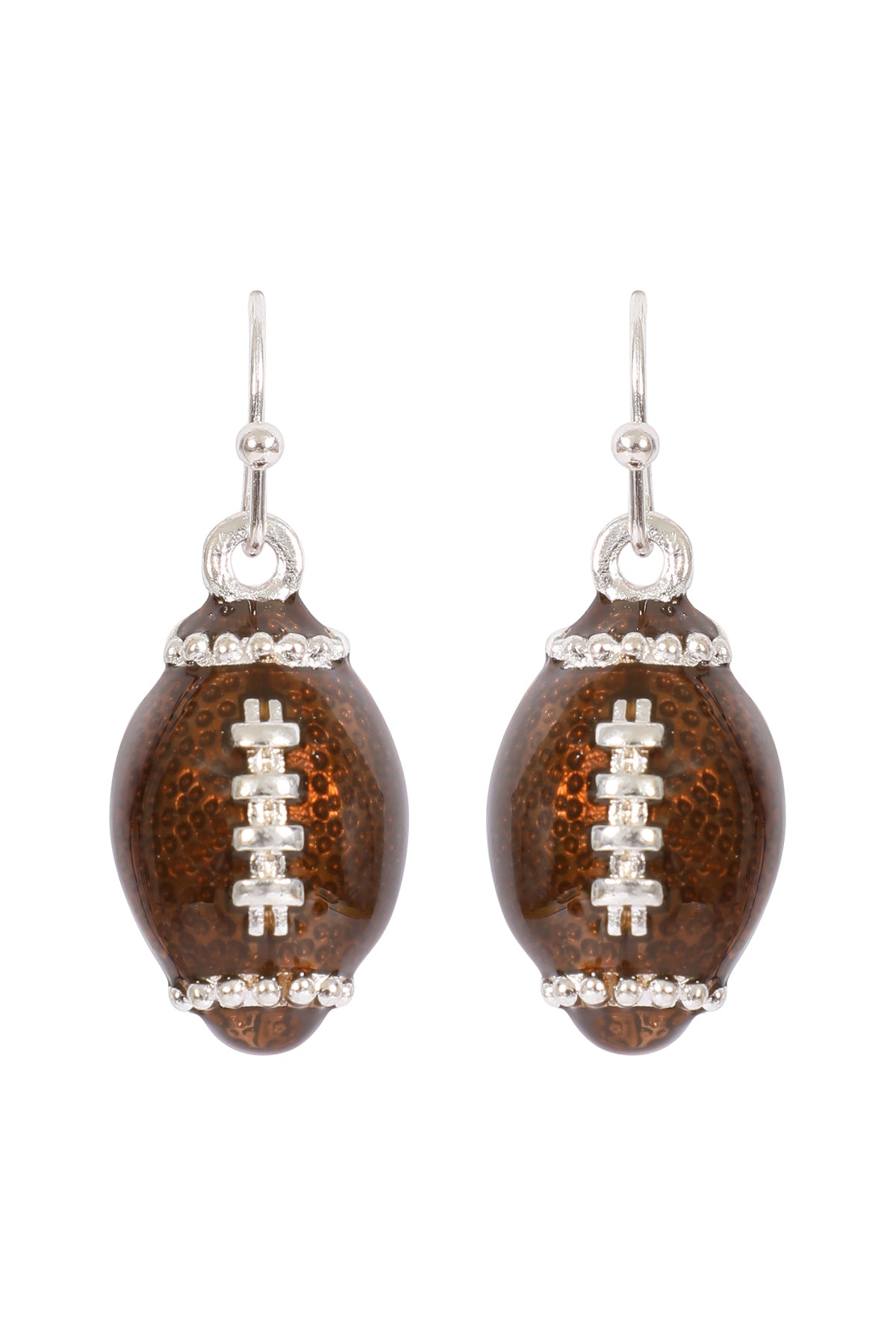 Football Resin Sports Dangle Hook Earrings Silver