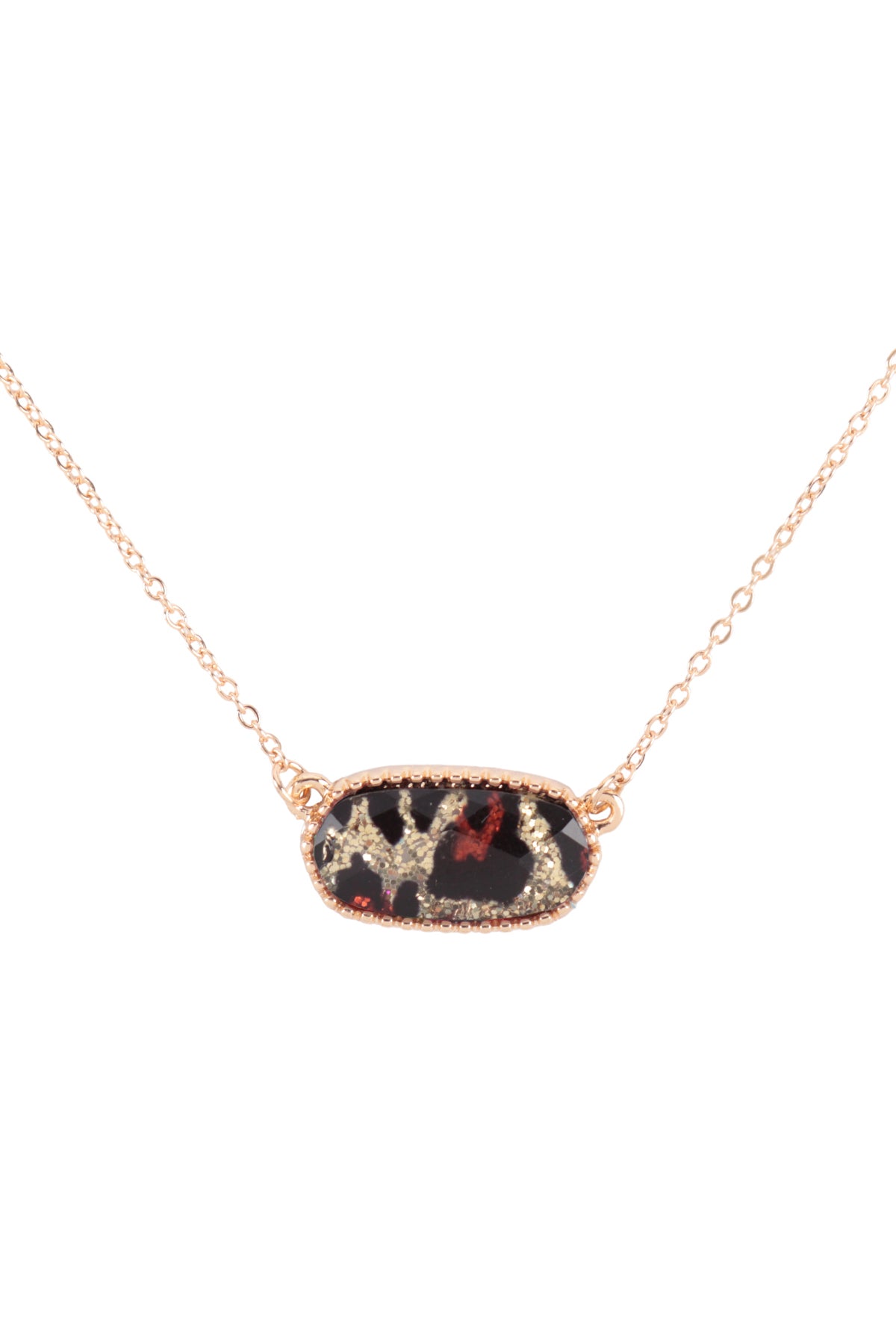 Epoxy Oval Pendant Necklace and Earrings Set