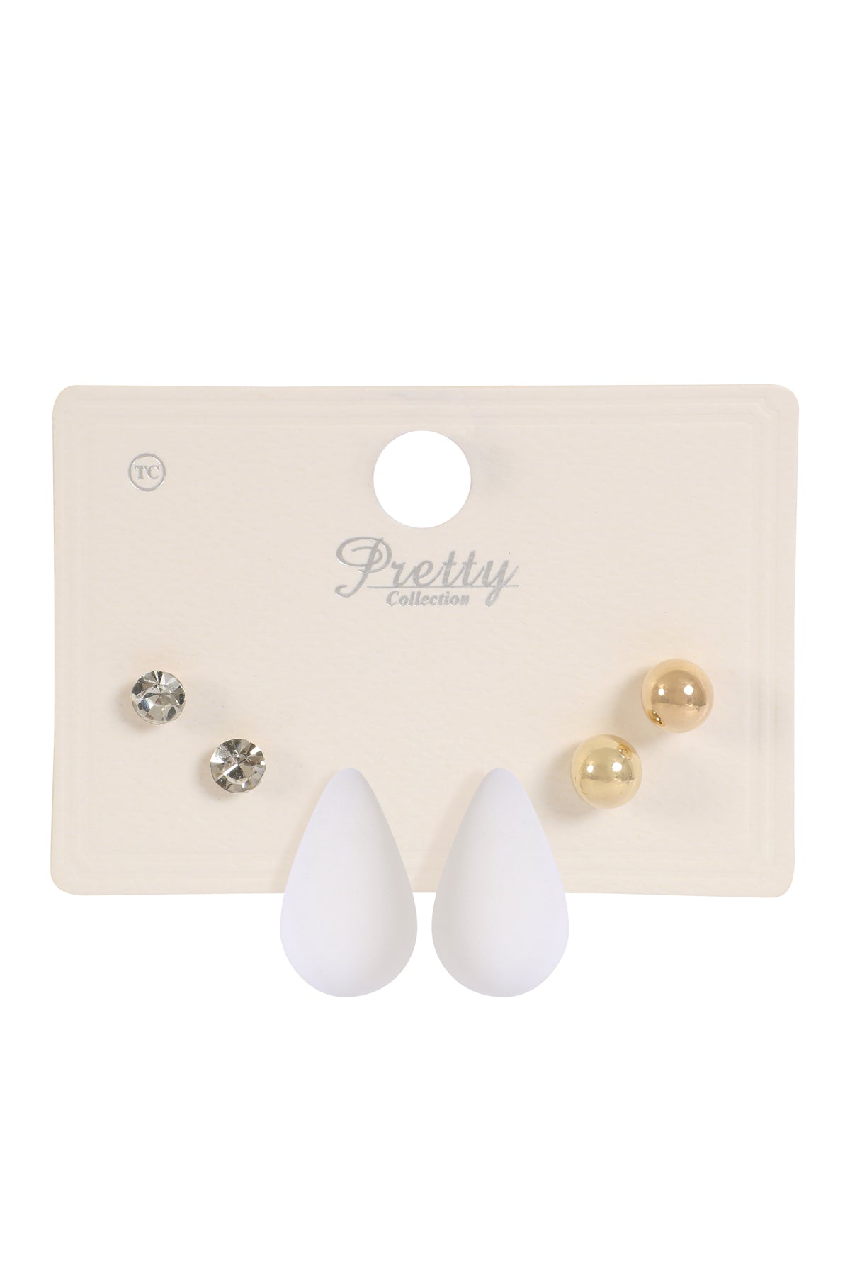 3 Pair Rhinestone Pearl Acrylic Assorted Color Earrings