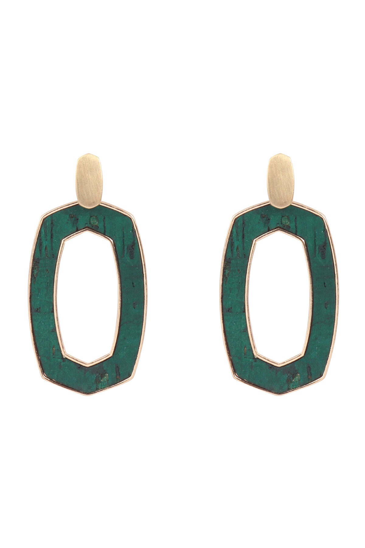 Oval Shape Cast Cork Post Earrings Teal