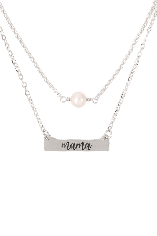 "Mama" Inspirational Pearl 3 Set Necklace