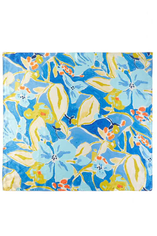 Pastel Flower Print Square Scarf