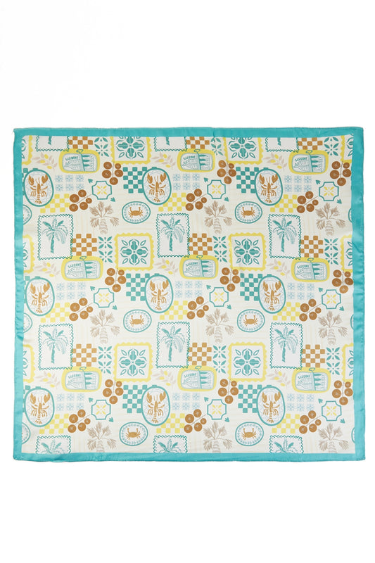 Mediterranean Tropical Print Square Scarf