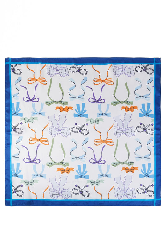 Pastel Ribbon Print Square Scarf