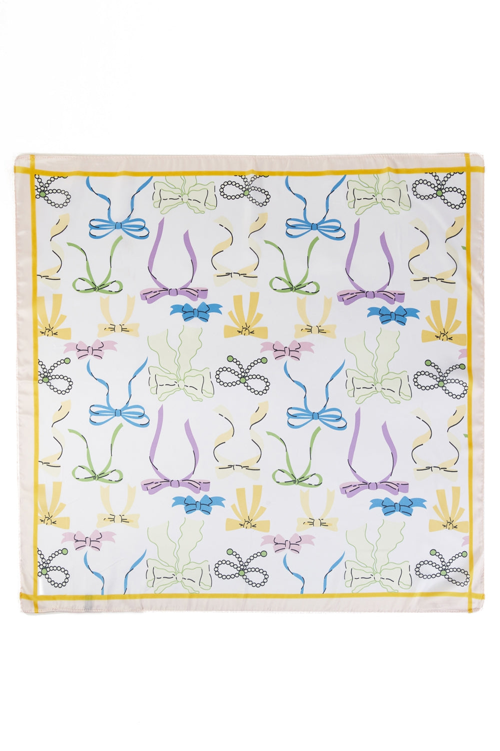 Pastel Ribbon Print Square Scarf