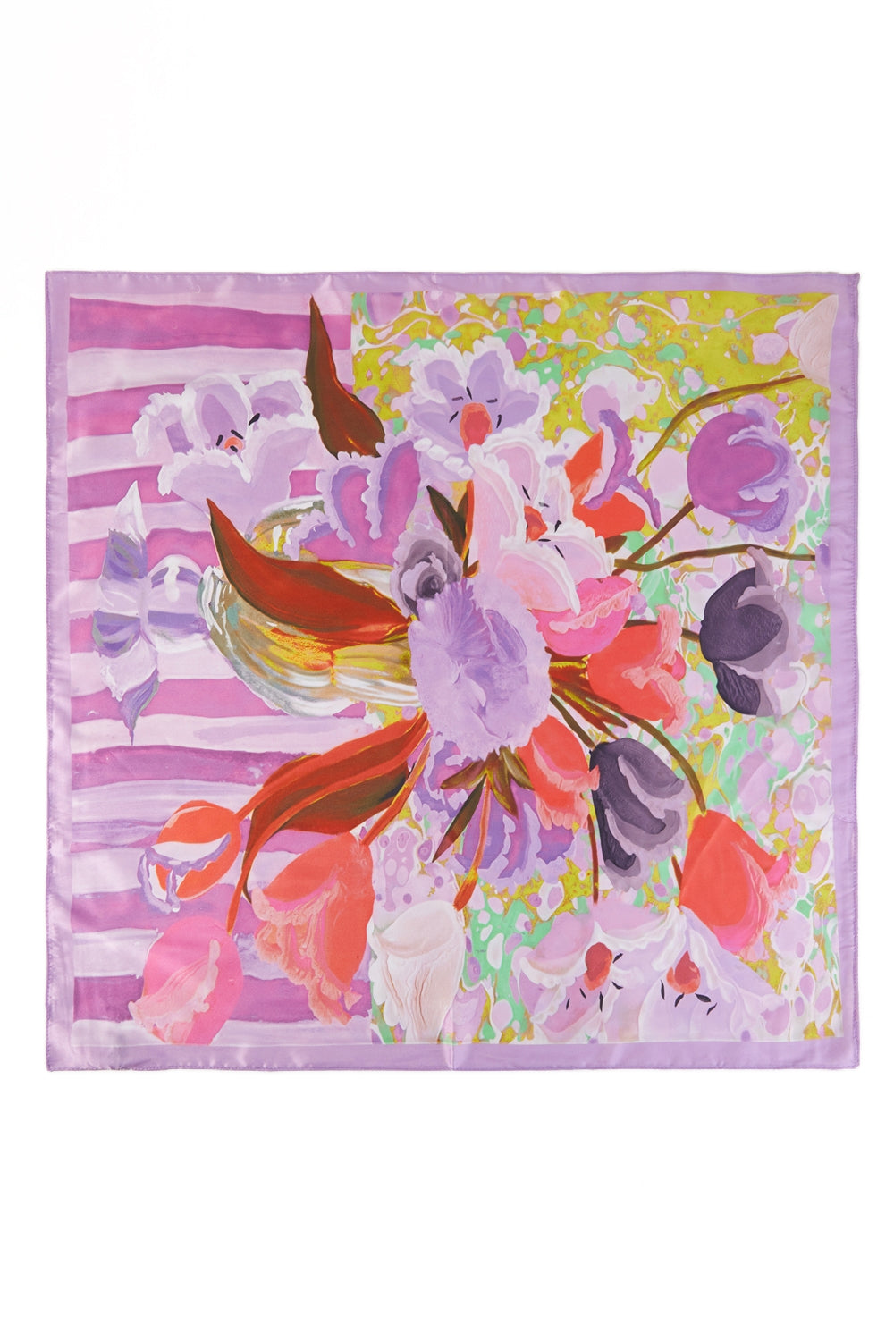 Vibrant Floral Print Square Scarf