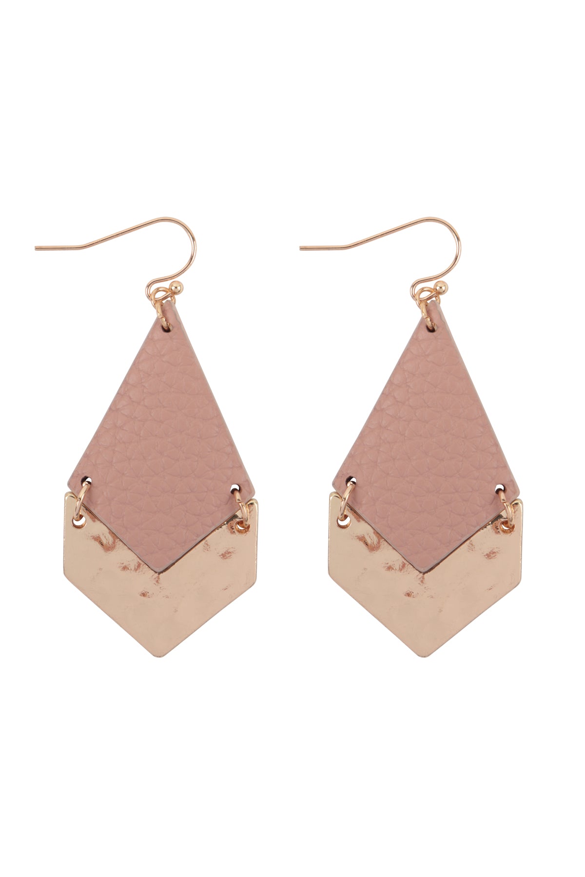 Inch Kite Shaped PU Leather Hook Earrings Dusty Pink