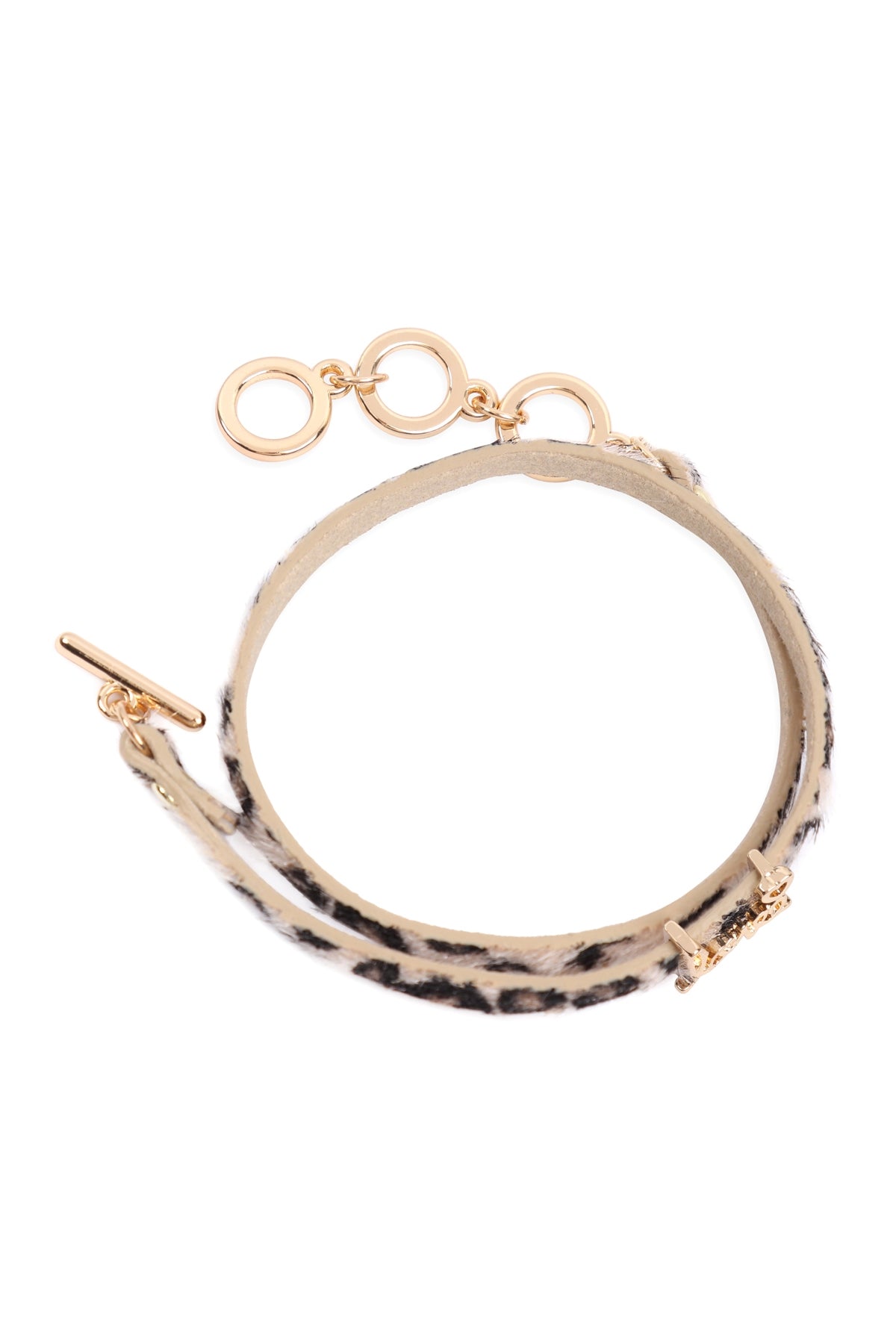 Gold Light Brown "Love" Animal Skin Wrap Bracelet