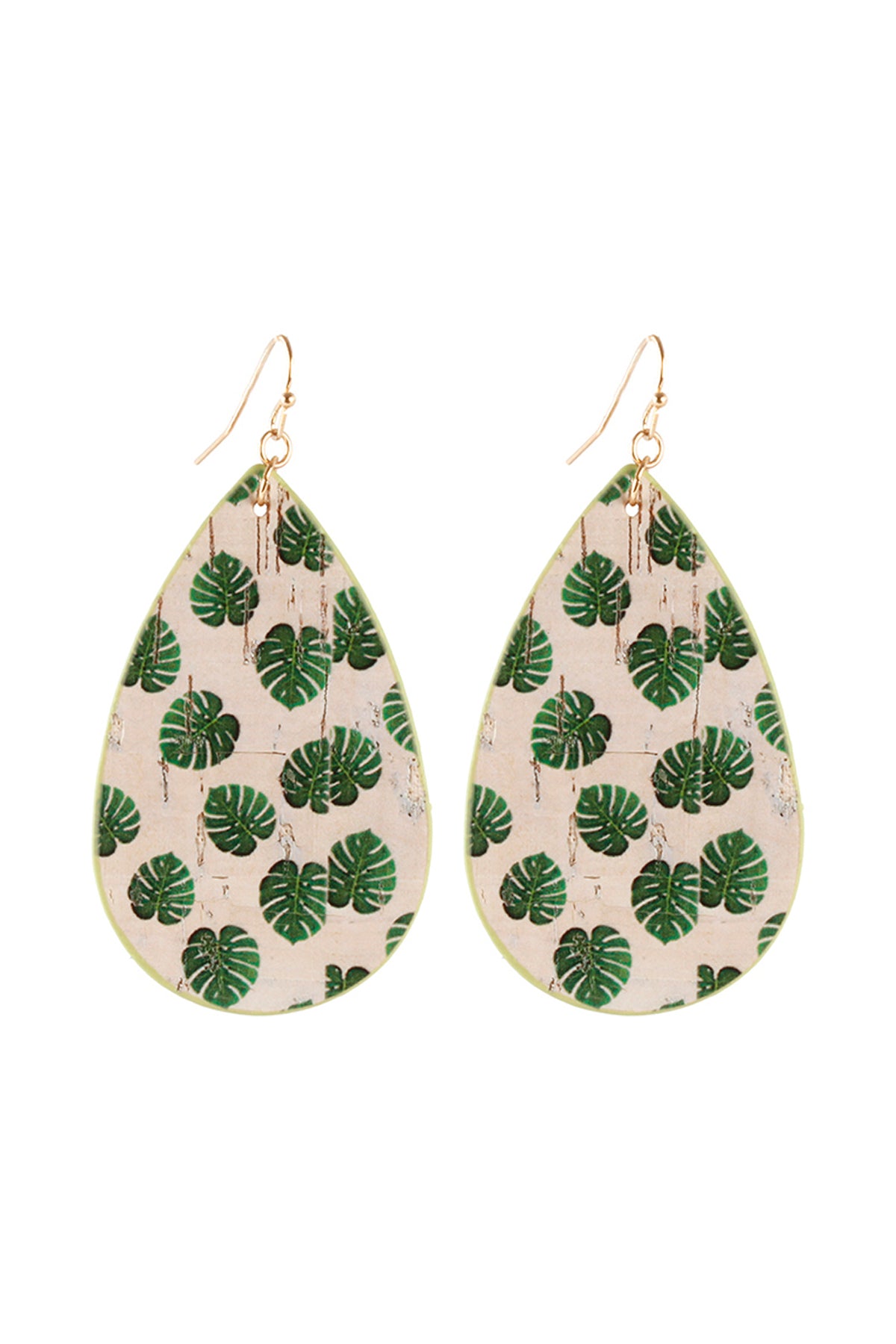 Leather Plantera Tear Drop Fish Hook Earrings Green