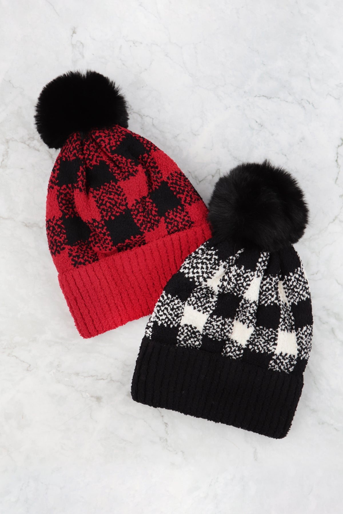 Buffalo Plaid Double Beanie