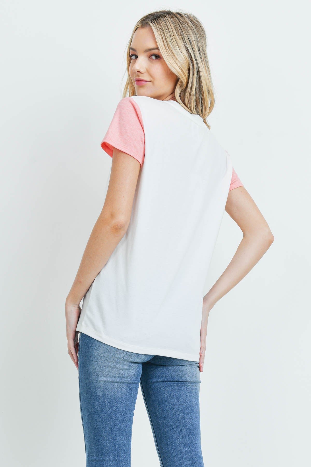 Los Angeles Graphic V-Neck Color Block Tee