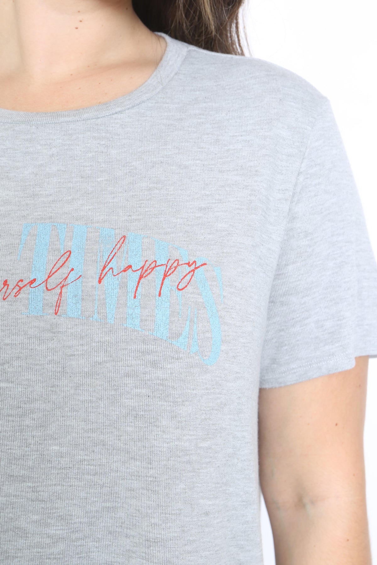Plus Size Graphic Print "Good Times Makes Yourself Happy" Top