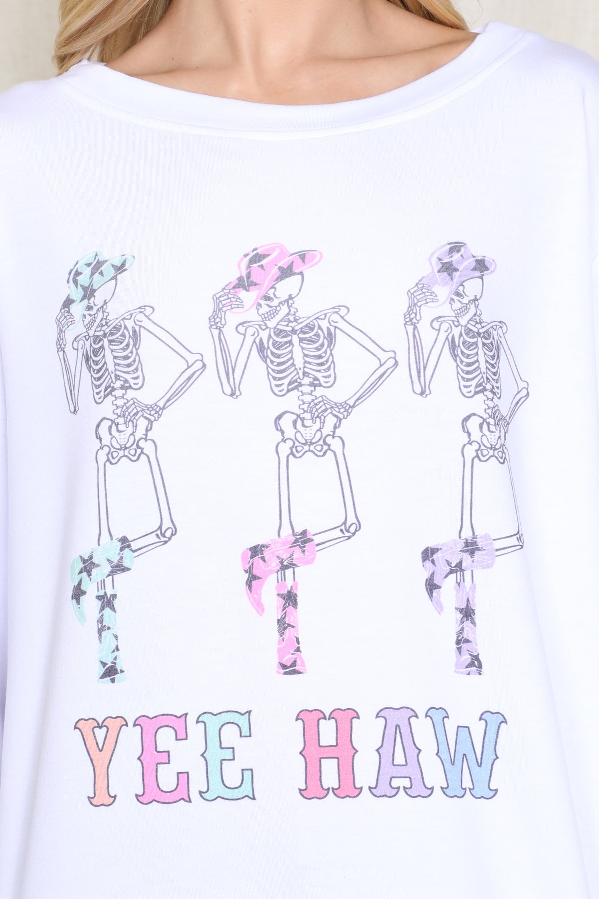 Long Sleeve Skeleton Print Top
