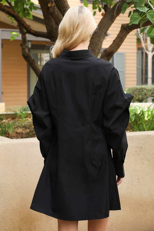 Plus Size Long Sleeve Button Down Collared Dress