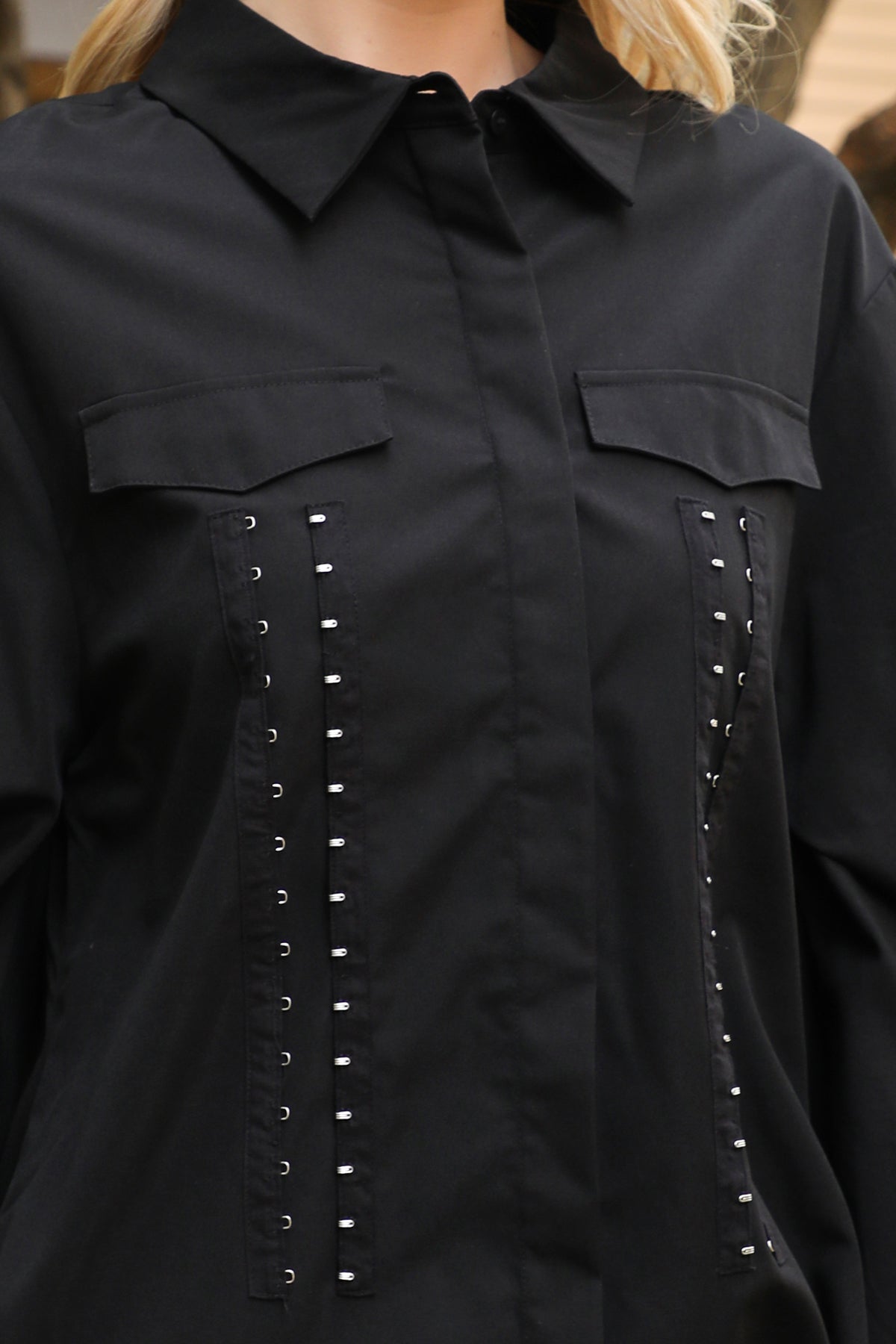 Plus Size Long Sleeve Button Down Collared Dress