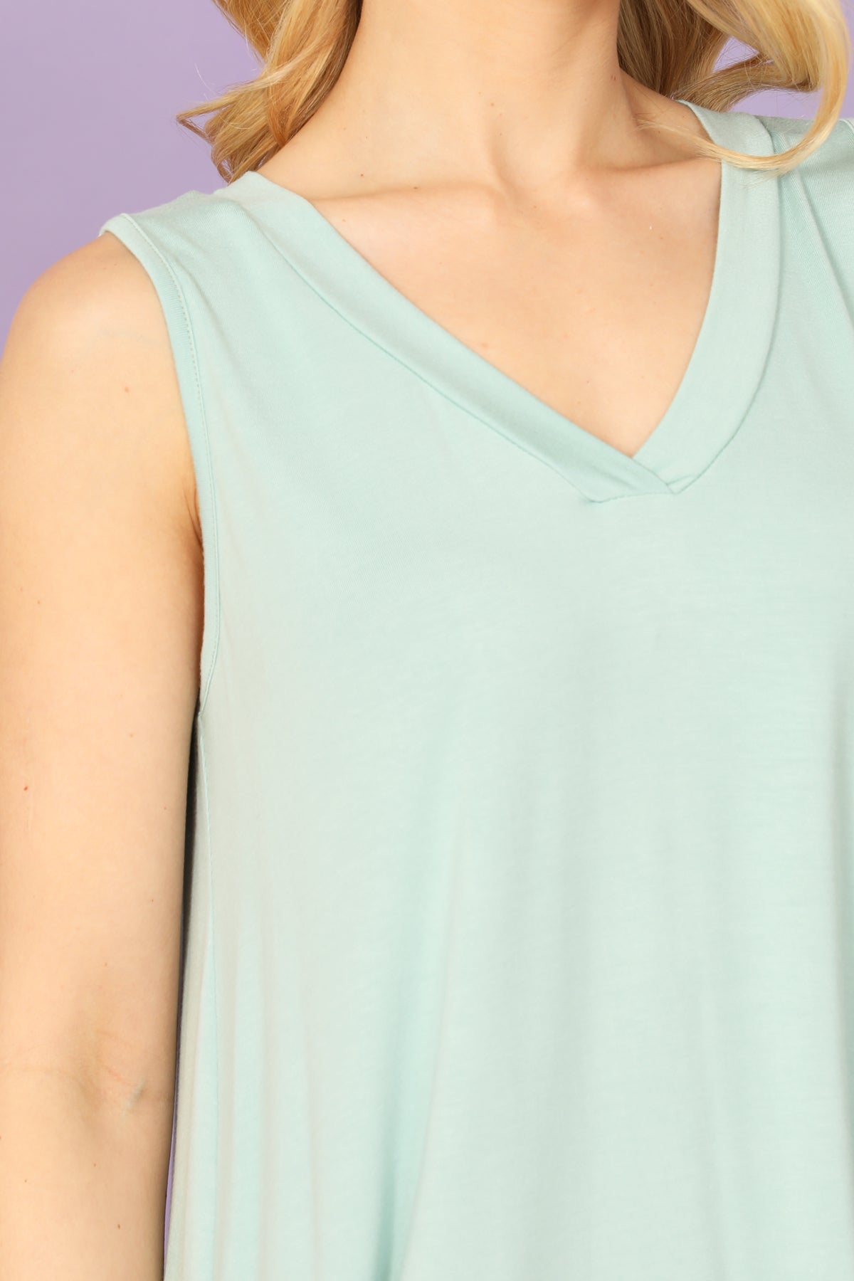 V-Neck Sleeveless Solid Top