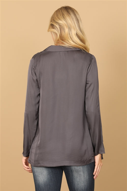 Satin Open Front Cardigan